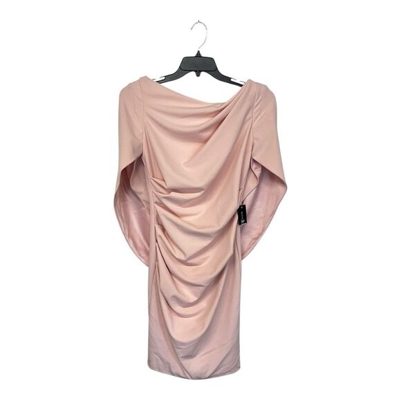 NWT Betsy & Adam | Pink Blush Cape Sleeve Crepe V back Sheath Dress 6 - Picture 2 of 7
